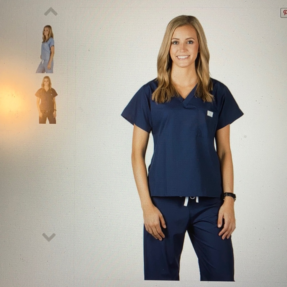 Classic Women's Scrub Top and Pants Set - Navy